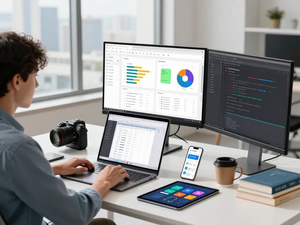 Professional workspace where the latest WPS 下载 features are utilized in a modern software development environment.