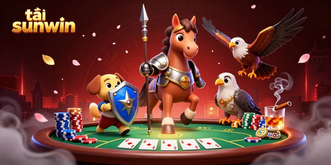 Engage with the action of tải sunwin while enjoying a lively poker setup featuring dynamic characters and casino elements.