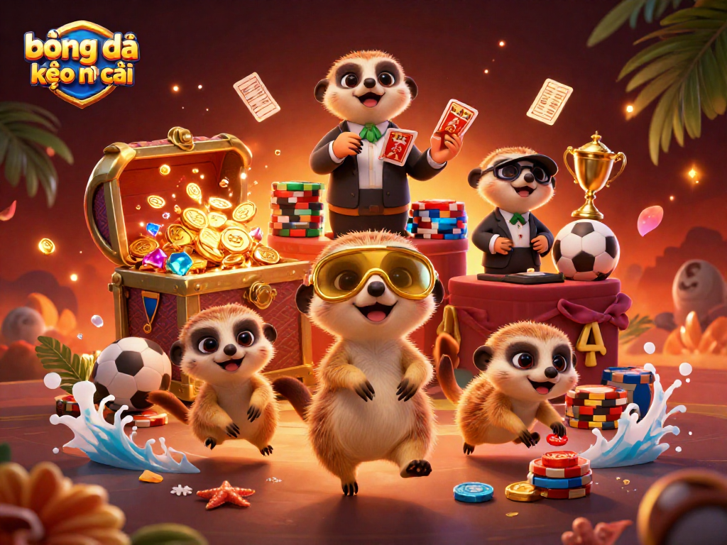 Experience thrilling bóng đá kèo nhà cái excitement with this vibrant meerkat casino scene.