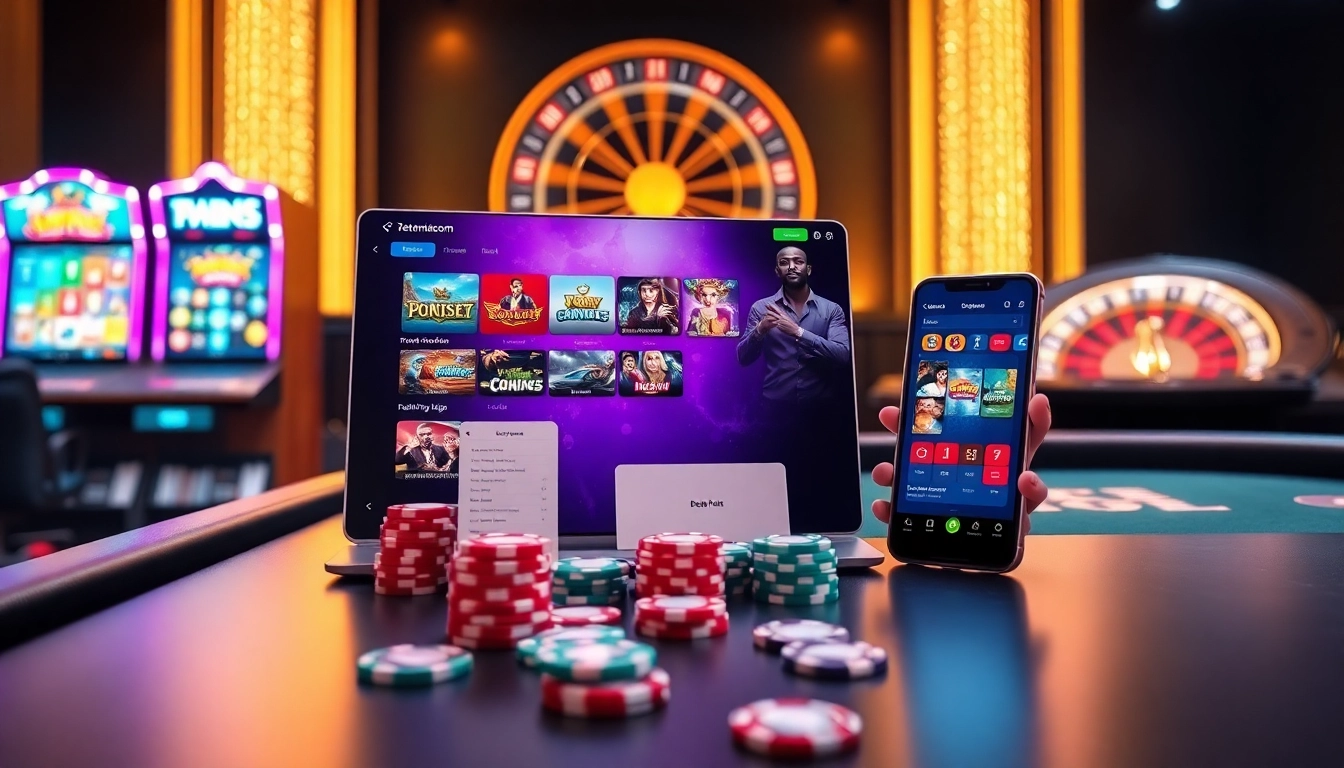 Enjoying a thrilling gaming experience at 789Betmediacom with vibrant slot machines and poker chips.
