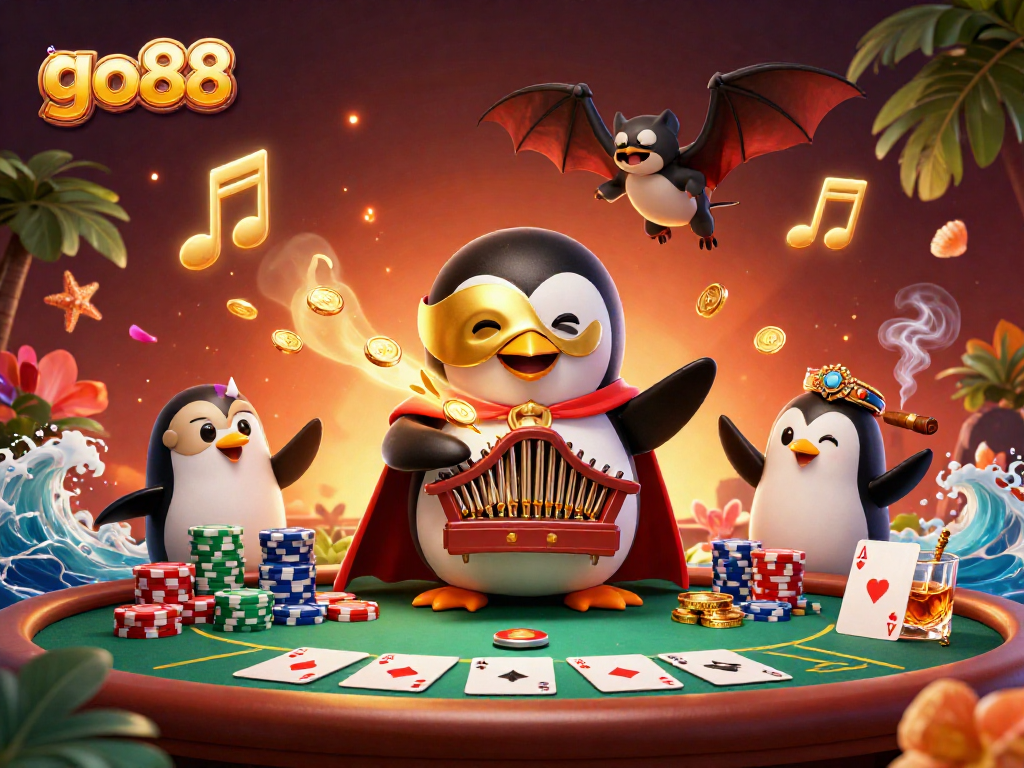 Experience thrilling entertainment at go88 with vibrant gaming elements and a captivating illustration.