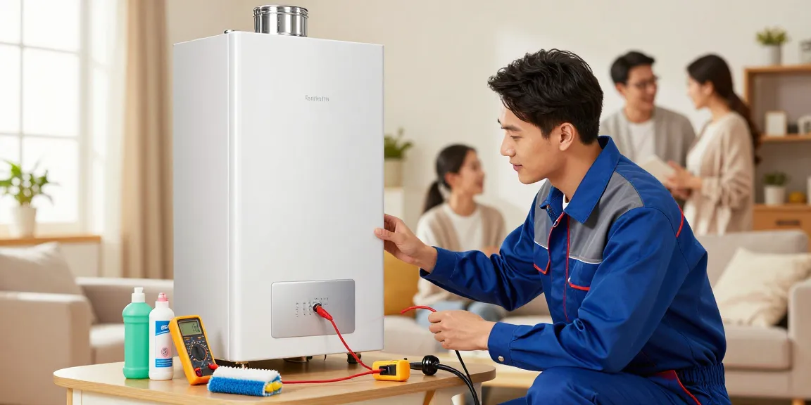 Expert technician providing van kombi servisi in a cozy home, ensuring warmth and comfort.