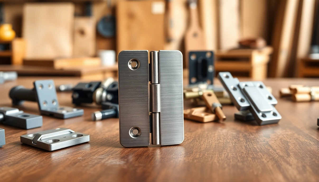 Cabinet Hinge Manufacturers showcasing a variety of high-quality cabinet hinges on a wooden surface.