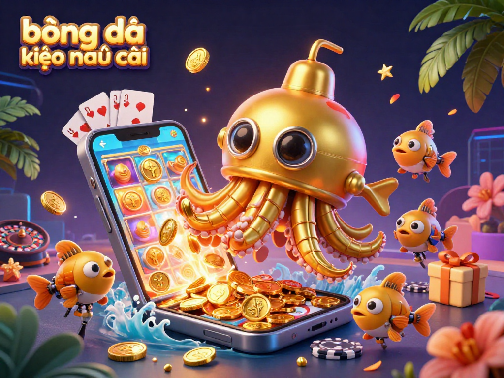 Engage in bóng đá kèo nhà cái with a vibrant 3D scene featuring a kraken submarine and dynamic casino elements.