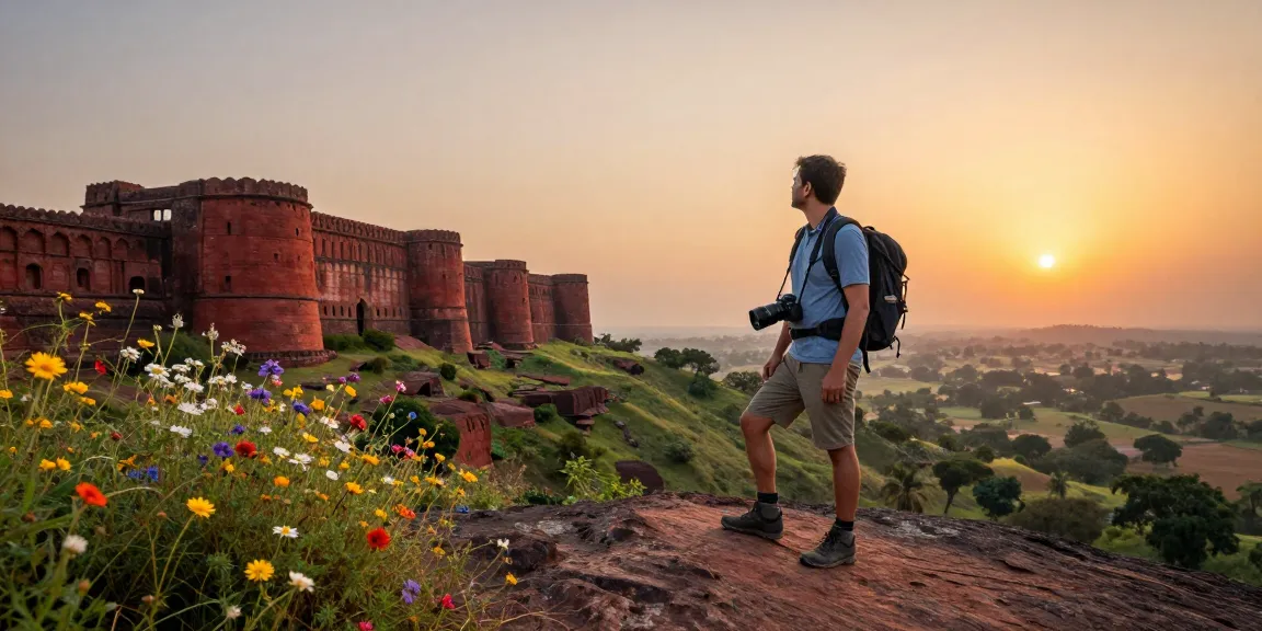 Traveler exploring Kurnool's historic landscapes, showcasing the beauty of kurnool.vip.
