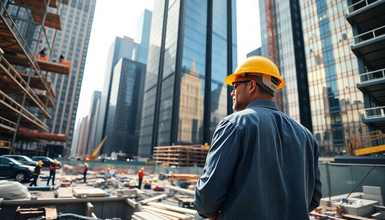 Manhattan General Contractor managing a bustling construction site in New York City.