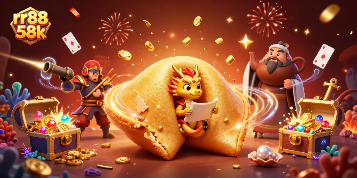 Experience the thrill of rr88 58k with a magical 3D scene showcasing winning elements and adventures in a vibrant casino.