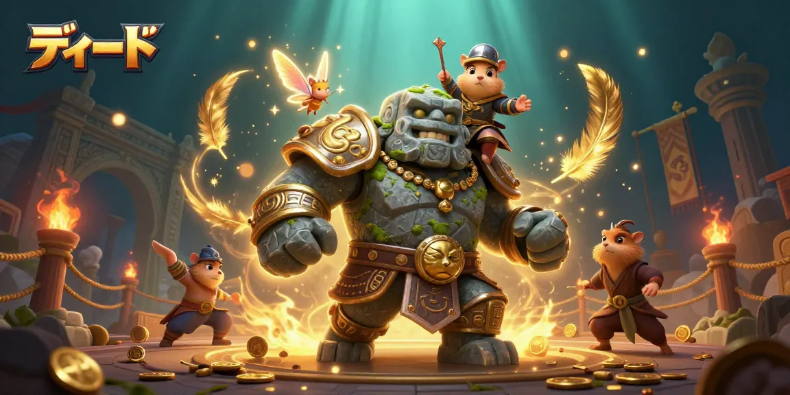 Experience the thrill with ディルド surrounded by golden particles and fantasy characters in a vibrant casino scene.