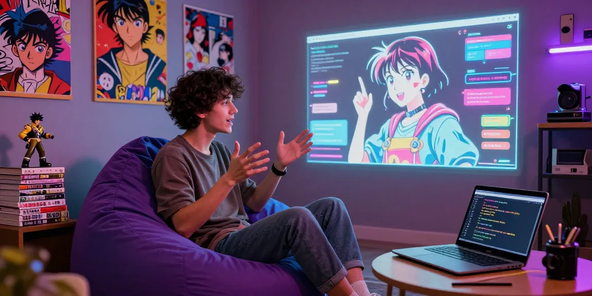 Engaging hentai ai chat with a vibrant character in a digital lounge