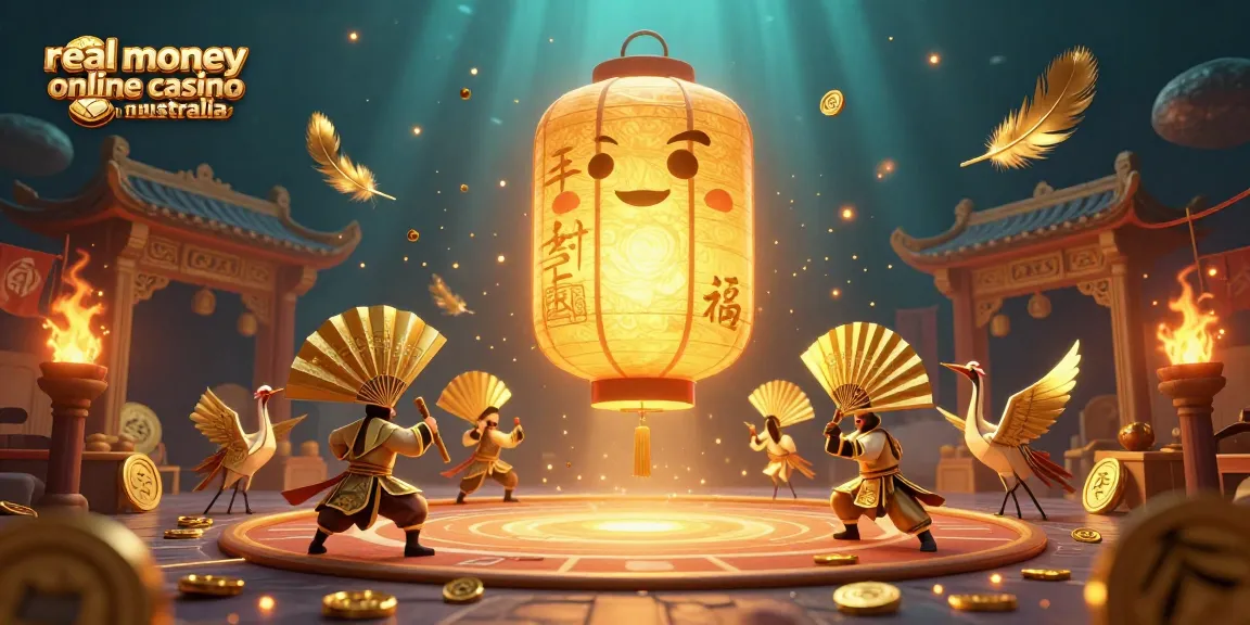 Experience the excitement of a real money online casino in Australia with vibrant characters and golden symbols.