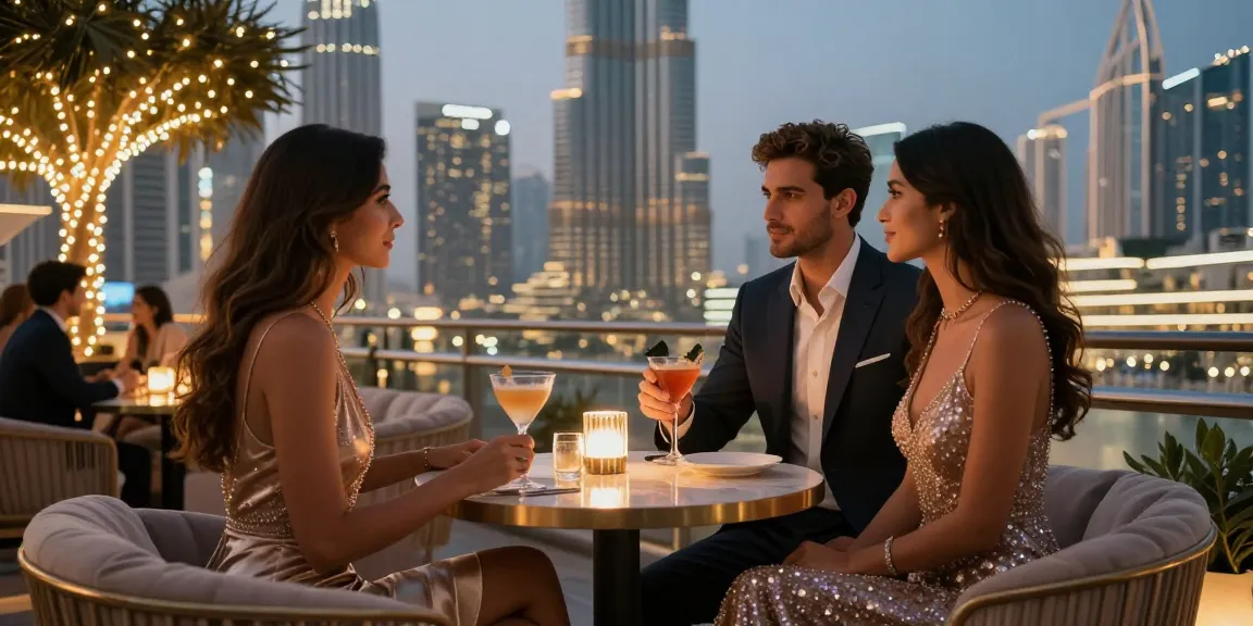 Independent escort experience in Dubai at osmdubai.com, featuring a sophisticated man and a glamorous companion against a stunning city skyline.