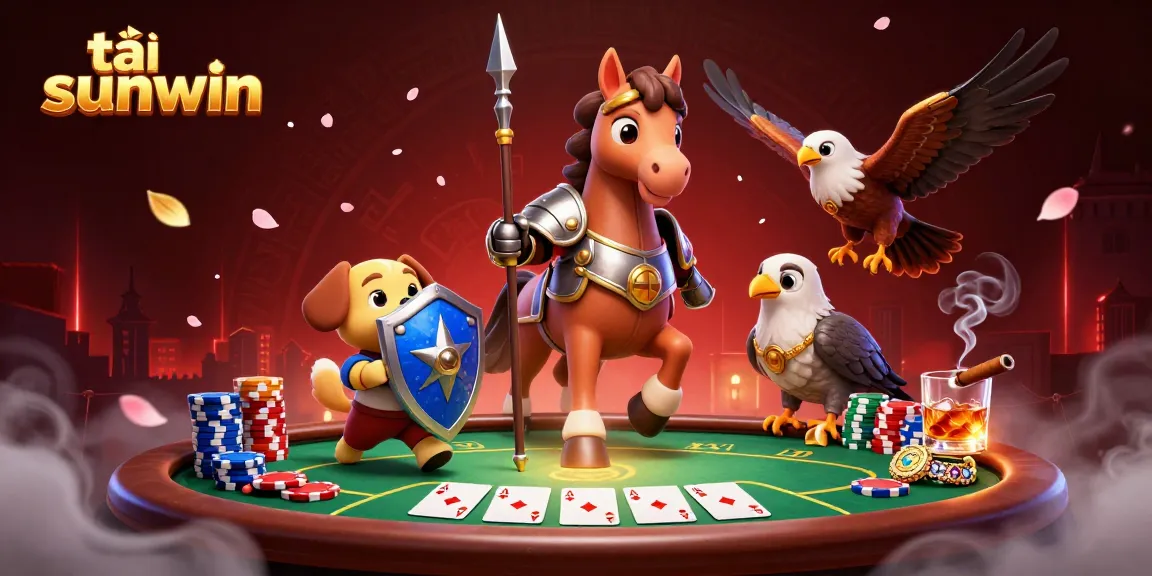 Engage with the action of tải sunwin while enjoying a lively poker setup featuring dynamic characters and casino elements.