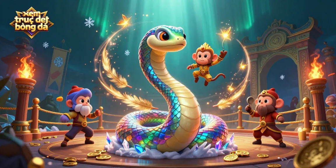 Xem trực tiếp bóng đá with a colorful serpent and playful monkey king in an engaging gambling scene