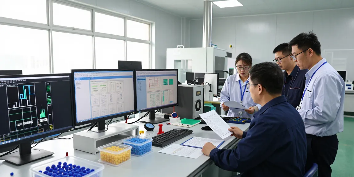 Engineers analyzing polymer expandable microspheres in a modern manufacturing facility, emphasizing quality and innovation.