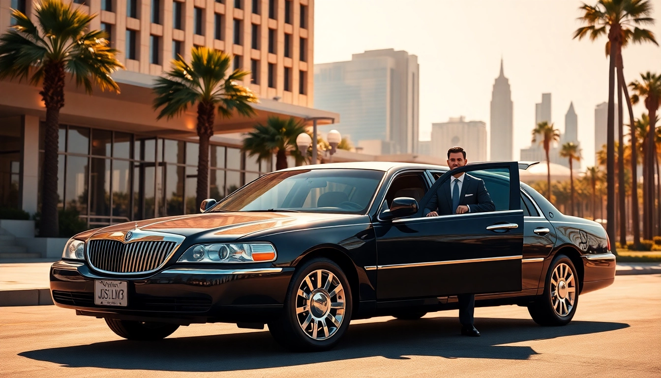 Luxury Hollywood Town Car and Limousine service in Los Angeles with professional chauffeur ready for passengers.