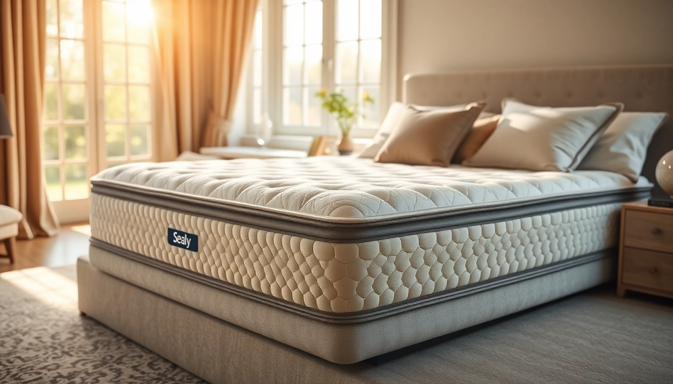 Experience comfort with Sealy High Point mattress in a serene bedroom setting.