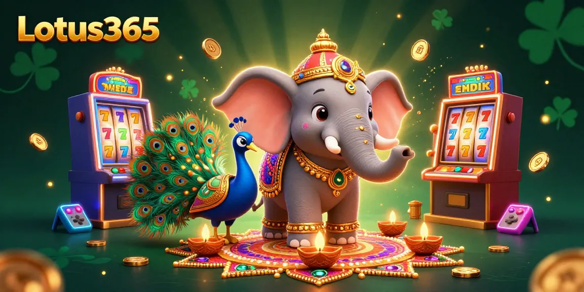 Engage in thrilling slot gaming at Lotus365 with vibrant visuals and festive elements enhancing your experience.