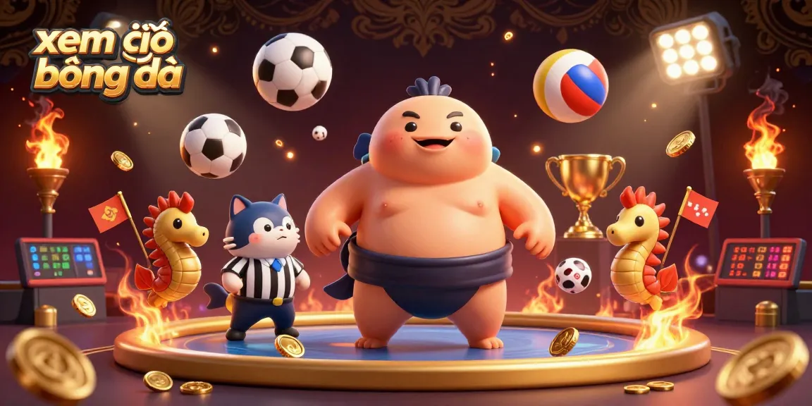 Engage in xem trực tiếp bóng đá with this dynamic 3D illustration of lively characters and sports elements.