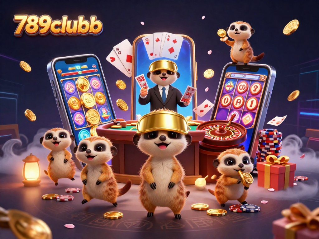 Experience fun and excitement at 789clubb with our meerkat casino scene filled with games and treasures.