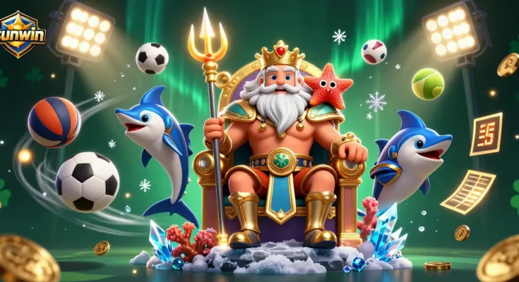 Experience thrilling gameplay at sunwin with Neptune and dynamic sports betting elements in a vibrant 3D illustration.