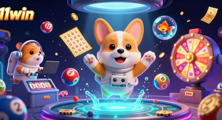 Engage with 11win's immersive space casino adventure featuring vibrant lottery elements.